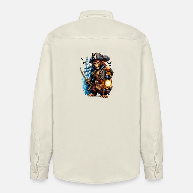Singe pirate avec lanterne et épée - Chemise unisexe coupe décontractée bio Stanley/Stella - écru doux