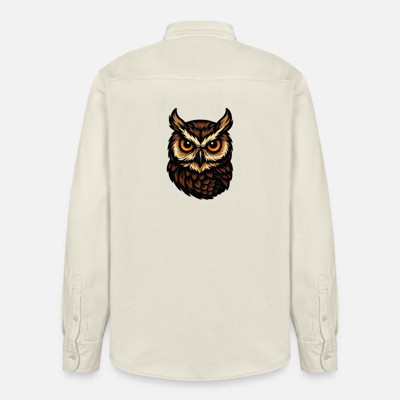 Braune Eulenkopf Illustration - Relaxed Fit Unisex Organic Hemd von Stanley/Stella - Natur