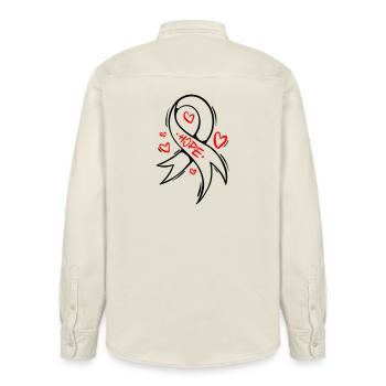 Boucle du cancer du cœur Hope - Chemise unisexe coupe décontractée bio Stanley/Stella - écru doux - Dos - AI Model Male 178 light (178cm)