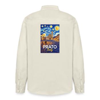 Prato, Italien. - Relaxed Fit Unisex Organic Hemd von Stanley/Stella - Natur - Hinten - AI Model Male 178 light (178cm)