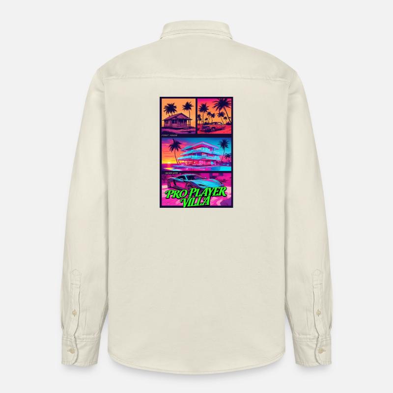 PROFISPIELER VILLA - Neon Synthwave Gaming Art - Relaxed Fit Unisex Organic Hemd von Stanley/Stella - Natur