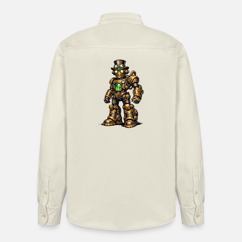 Steampunk-robot - Unisex skjorte ledig passform økologisk Stanley/Stella - myk ecru