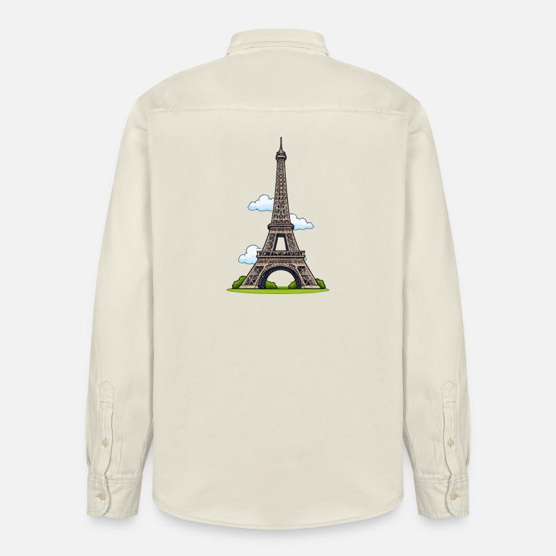 Tour Eiffel style dessin animé - Chemise unisexe coupe décontractée bio Stanley/Stella - écru doux