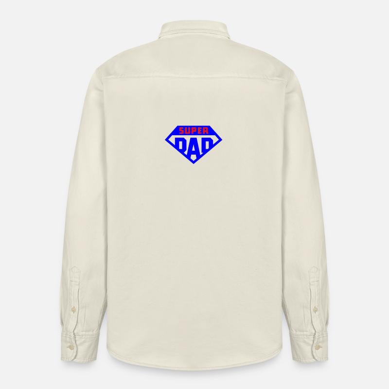 Super Papa Hellblaues Abzeichen - Relaxed Fit Unisex Organic Hemd von Stanley/Stella - Natur