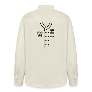 Kids Chef Uniform Petit Chef Child Cooking Costume - Relaxed Fit Unisex Organic Shirt by Stanley/Stella - soft Ecru - Back - AI Model Male 178 light (178cm)