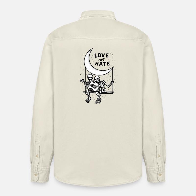 Love Not Hate Skeleton Moon Design - Chemise unisexe coupe décontractée bio Stanley/Stella - écru doux