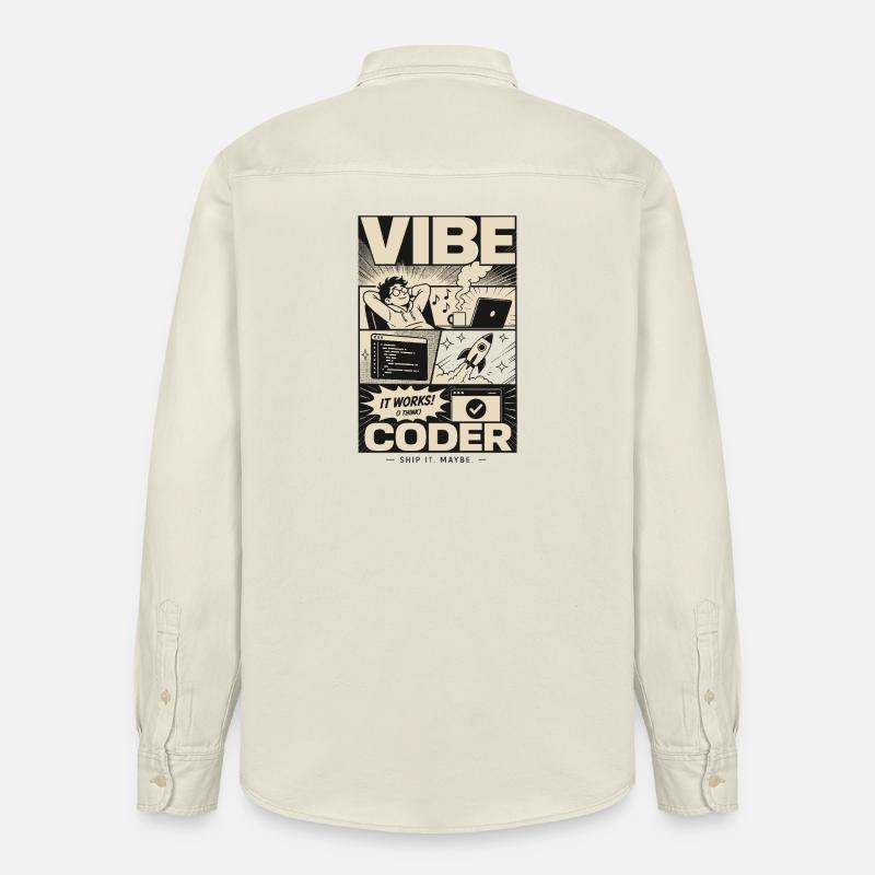 Vibe Coder Programmer Humor - Relaxed Fit Unisex Organic Shirt by Stanley/Stella - soft Ecru