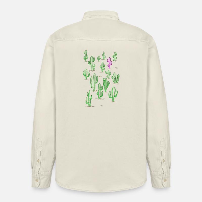 Cactus désert vert et violet - Chemise unisexe coupe décontractée bio Stanley/Stella - écru doux