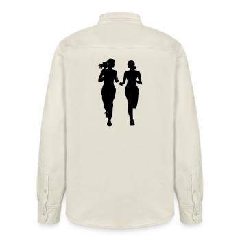 Running ladies big - Relaxed Fit Unisex Organic Shirt by Stanley/Stella - soft Ecru - Back - AI Model Male 178 light (178cm)