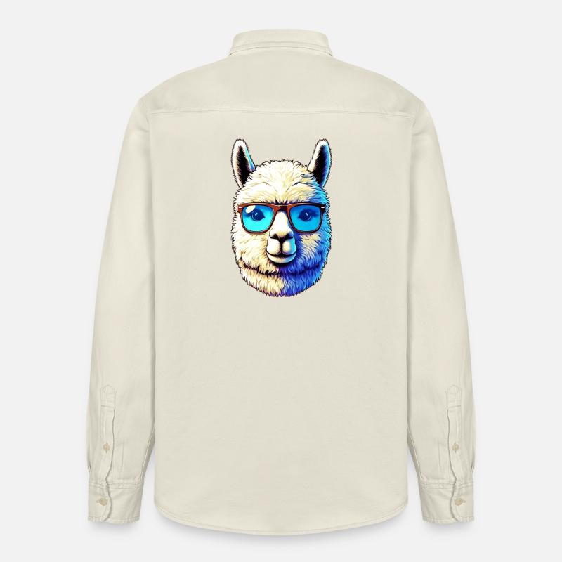 Alpaga avec lunettes de soleil - Chemise unisexe coupe décontractée bio Stanley/Stella - écru doux