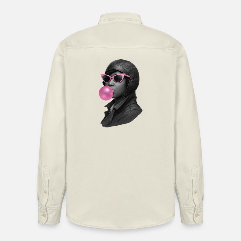 Bessie Coleman con occhiali da sole rosa e gomma da masticare - Camicia unisex vestibilità rilassata bio di Stanley/Stella - ecru morbido