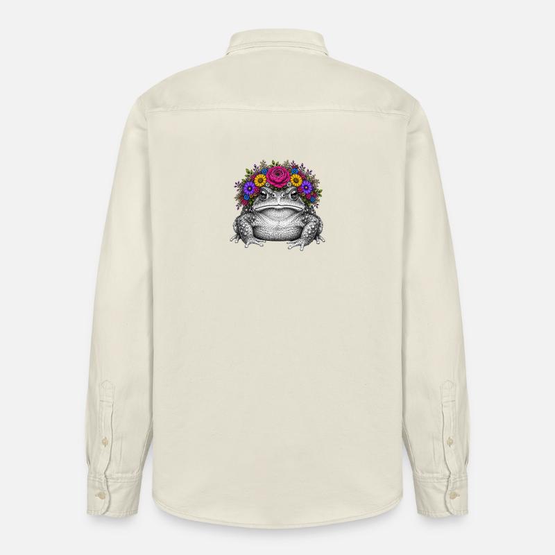 Crapaud avec couronne de fleurs - Chemise unisexe coupe décontractée bio Stanley/Stella - écru doux