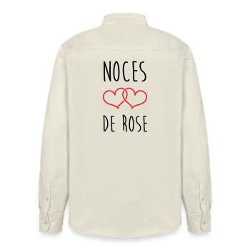 Noces de Rose 17 ans de mariage - Chemise unisexe coupe décontractée bio Stanley/Stella - écru doux - Dos - AI Model Male 178 light (178cm)