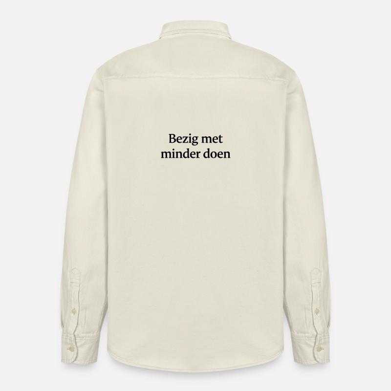 Faire moins – Conception de texte tendance - Chemise unisexe coupe décontractée bio Stanley/Stella - écru doux