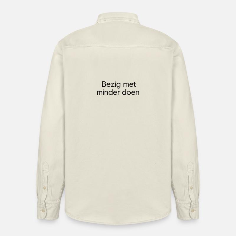 Faire moins – Conception de texte tendance - Chemise unisexe coupe décontractée bio Stanley/Stella - écru doux