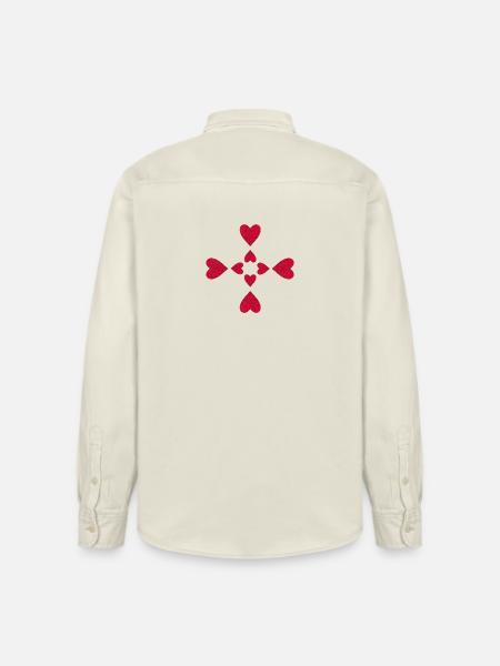 Glittering Cross Hearts - Relaxed Fit Unisex Organic Shirt by Stanley/Stella - soft Ecru