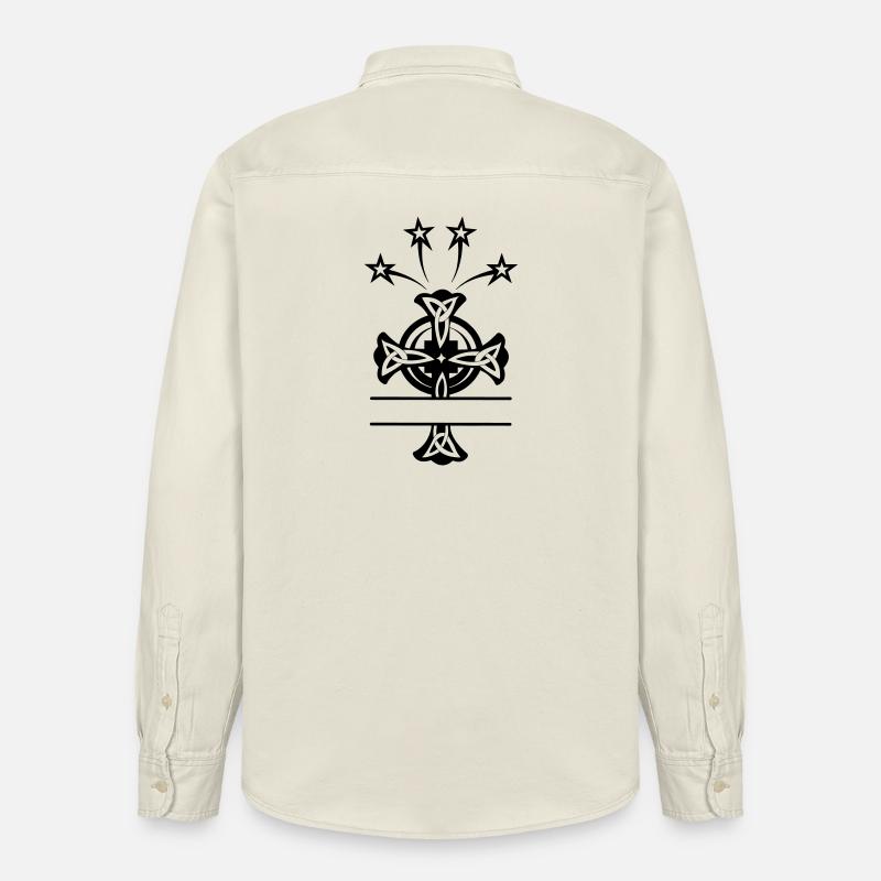 Monogramme de croix celtique quatre étoiles - Chemise unisexe coupe décontractée bio Stanley/Stella - écru doux