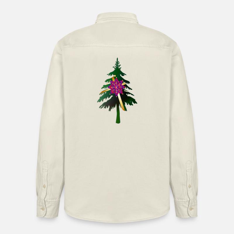 Christbaum oder Weihnachtsbaum & Geschenkschleife - Relaxed Fit Unisex Organic Hemd von Stanley/Stella - Natur