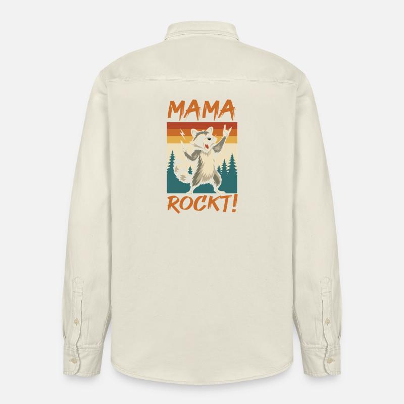WaschbÀr Mutter Coole Rocker Mama - Relaxed Fit Unisex Organic Hemd von Stanley/Stella - Natur