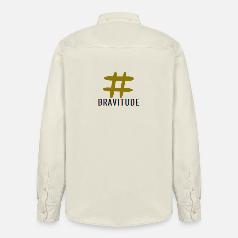 Slogan de l’étiquette de trappe Bravitude - Chemise unisexe coupe décontractée bio Stanley/Stella - écru doux