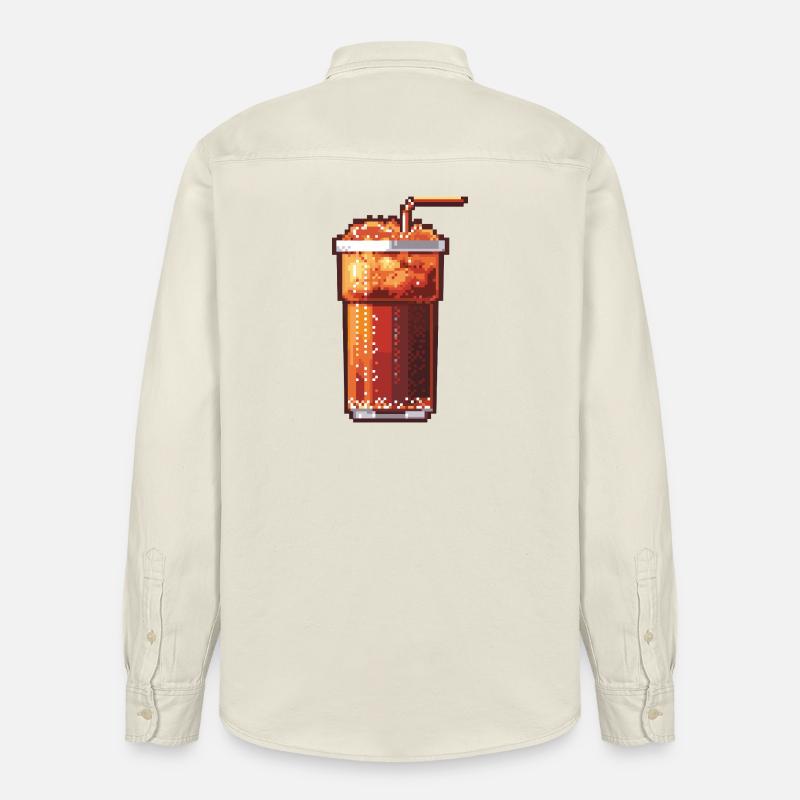 Pixel Cola Glas mit Eis - Relaxed Fit Unisex Organic Hemd von Stanley/Stella - Natur