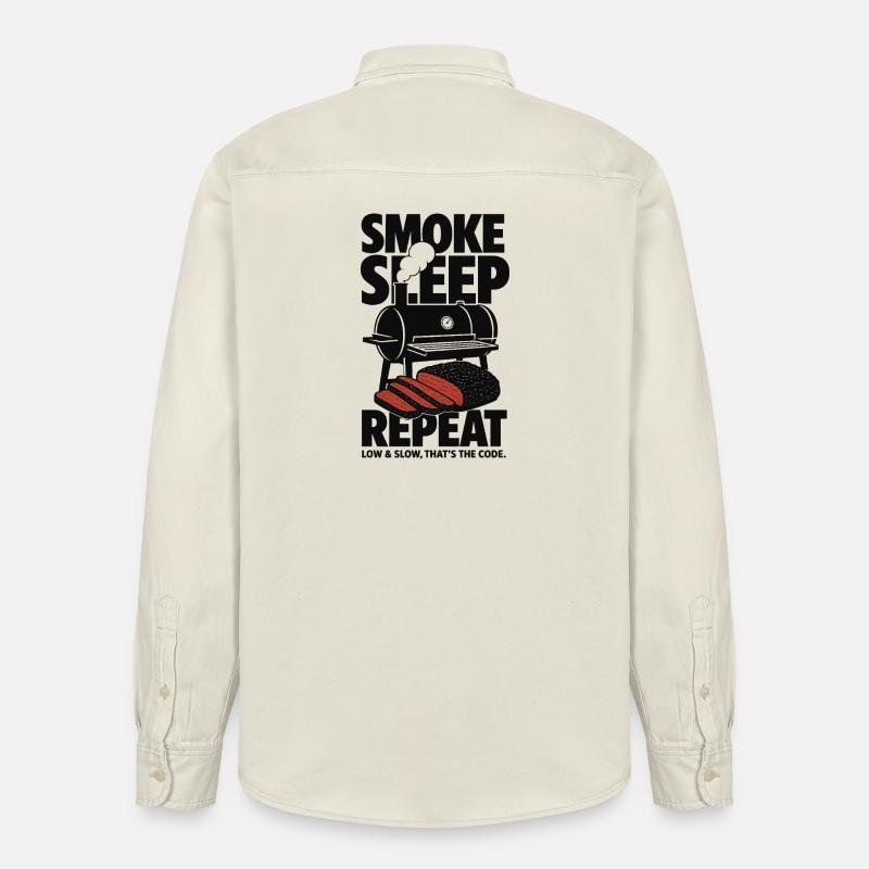 Smoke Sleep Repeat BBQ Design - Chemise unisexe coupe décontractée bio Stanley/Stella - écru doux