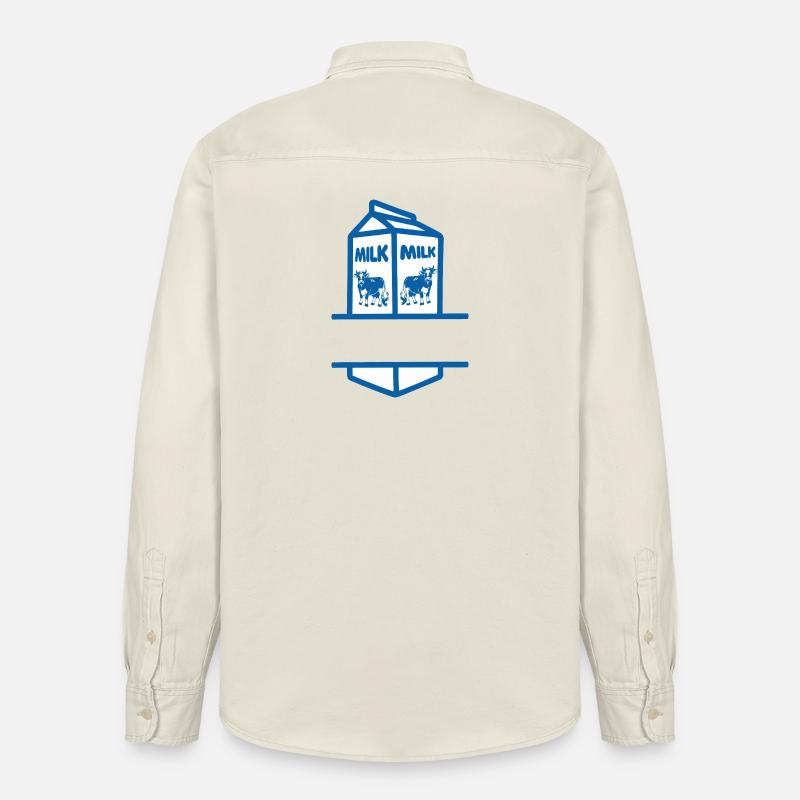 Blauer Milchkarton mit Kuh-eigenem Text - Relaxed Fit Unisex Organic Hemd von Stanley/Stella - Natur