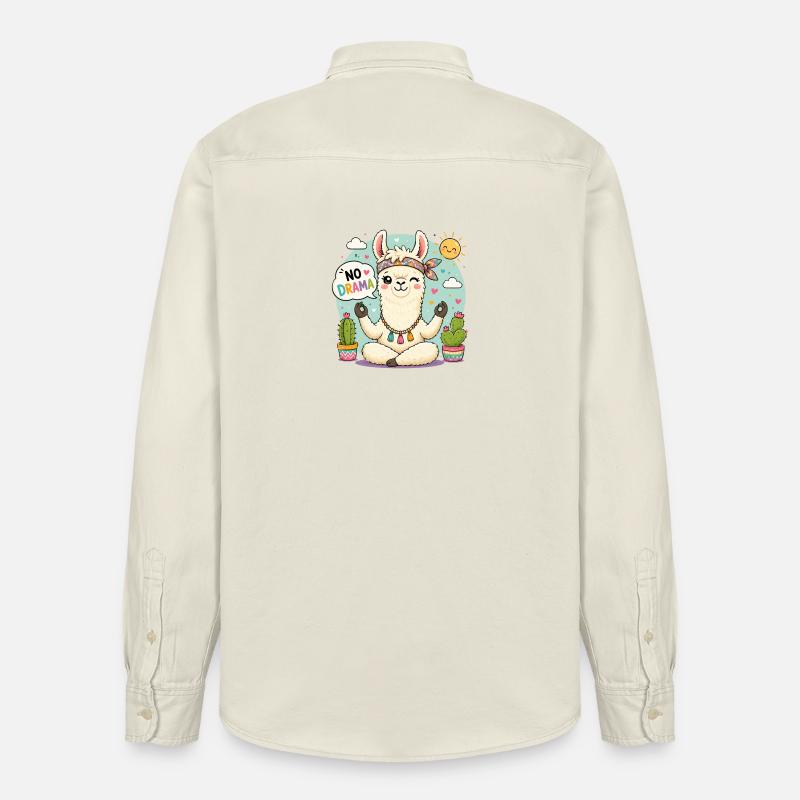 Pas de drame Lama - Chemise unisexe coupe décontractée bio Stanley/Stella - écru doux