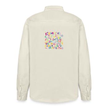 Zahlen_Schule - Relaxed Fit Unisex Organic Hemd von Stanley/Stella - Natur - Hinten - AI Model Male 178 light (178cm)