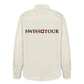 Swiss Tour Schweiz - Relaxed Fit Unisex Organic Hemd von Stanley/Stella - Natur - Hinten - AI Model Male 178 light (178cm)