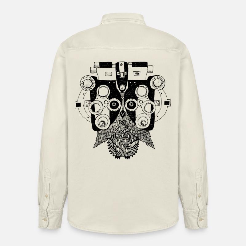 Phoropter Eule Augenoptik Optometrie - Relaxed Fit Unisex Organic Hemd von Stanley/Stella - Natur