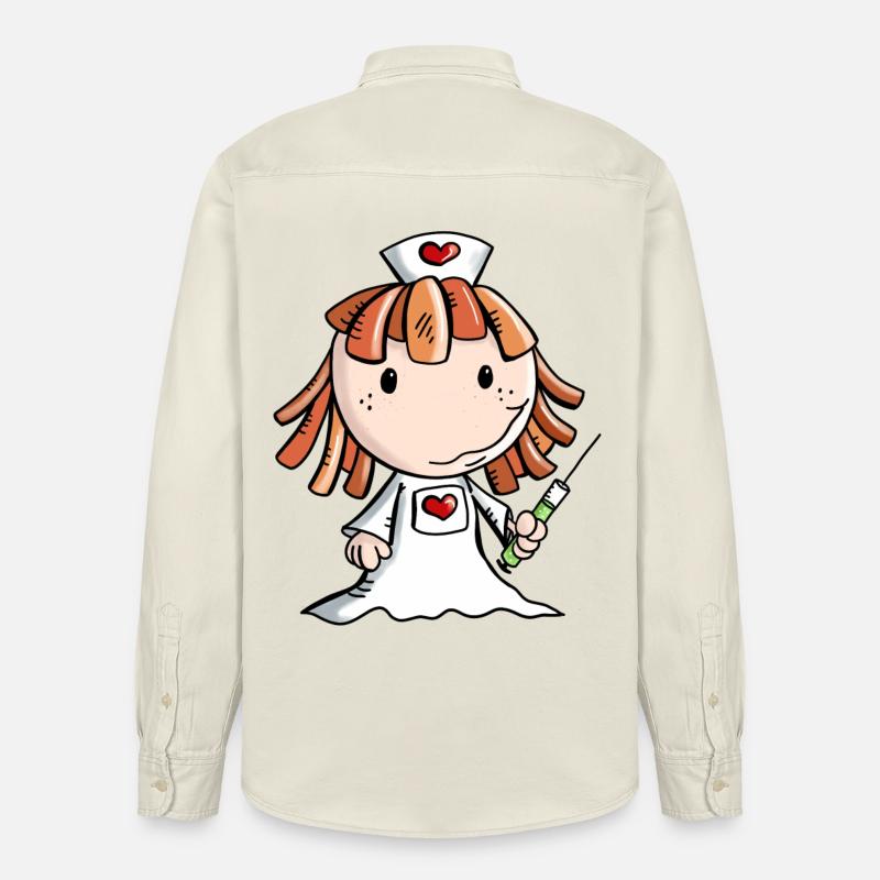 Krankenschwester Comic mit Herz und Spritze - Relaxed Fit Unisex Organic Hemd von Stanley/Stella - Natur