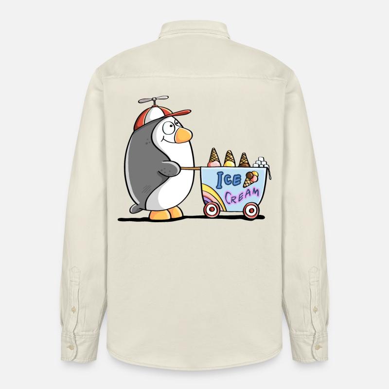 Pinguin Als Eisverkäufer - Eis - Chemise unisexe coupe décontractée bio Stanley/Stella - écru doux