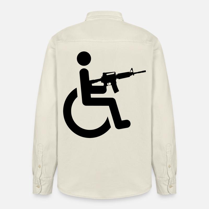 Rollstuhlfahrer mit Waffe # - Relaxed Fit Unisex Organic Hemd von Stanley/Stella - Natur
