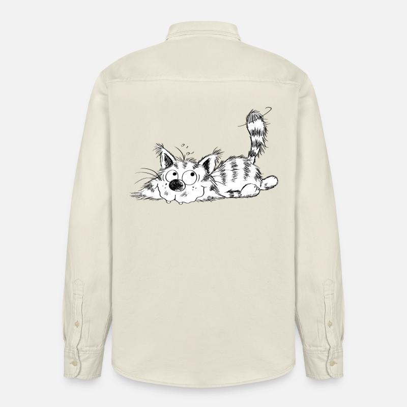 Drôle petit chat - dessin animé - Chemise unisexe coupe décontractée bio Stanley/Stella - écru doux