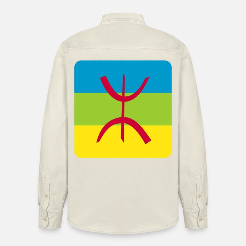 autocollant drapeau berbère réf amazigh - Chemise unisexe coupe décontractée bio Stanley/Stella - écru doux