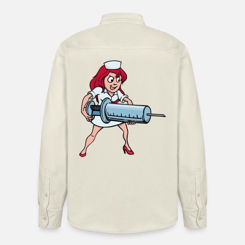 Krankenschwester Spritze Injektion Impfung Beruf - Relaxed Fit Unisex Organic Hemd von Stanley/Stella - Natur