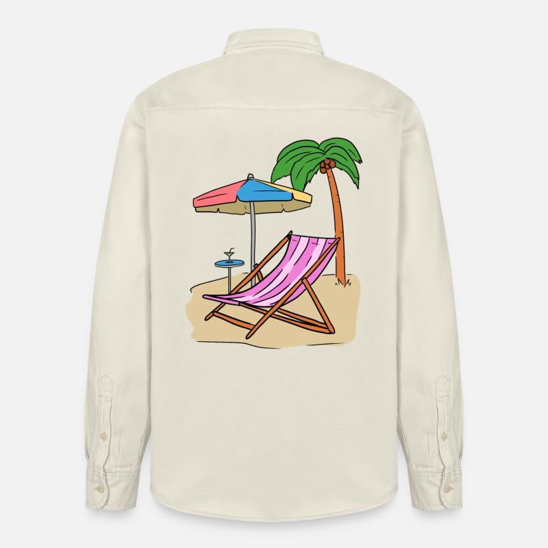 Vacances Palmen plage île Loisirs Mer - Chemise unisexe coupe décontractée bio Stanley/Stella - écru doux