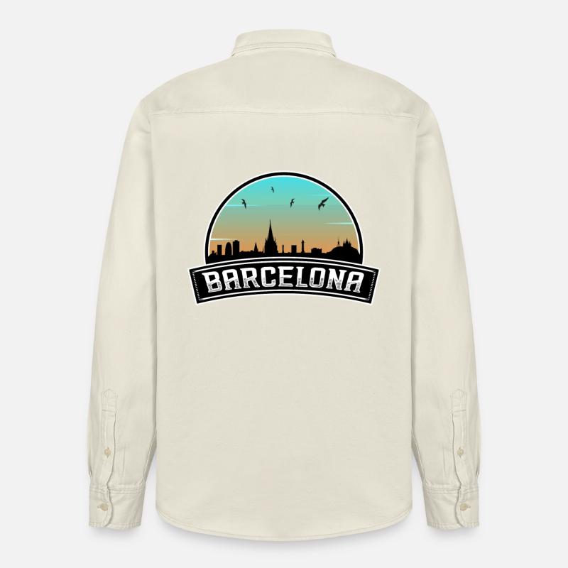 Barcelone Espagne Skyline Souvenir espagnol - Chemise unisexe coupe décontractée bio Stanley/Stella - écru doux