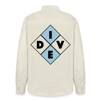 Dive - Relaxed Fit Unisex Organic Shirt by Stanley/Stella - soft Ecru - Back - AI Model Male 178 light (178cm)