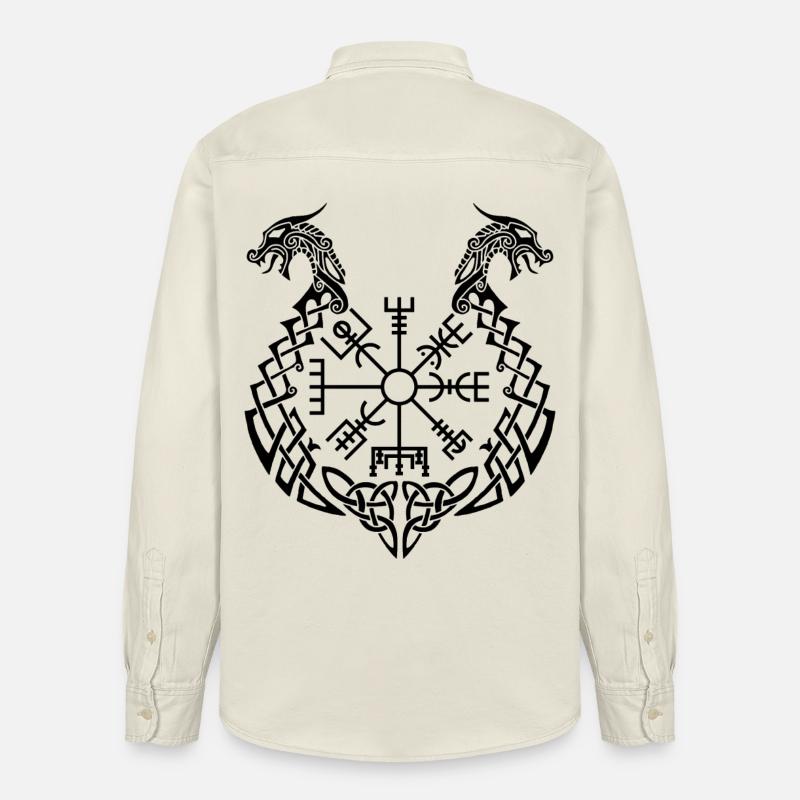 Schwarzer Drache und Wikingerkompass - Relaxed Fit Unisex Organic Hemd von Stanley/Stella - Natur