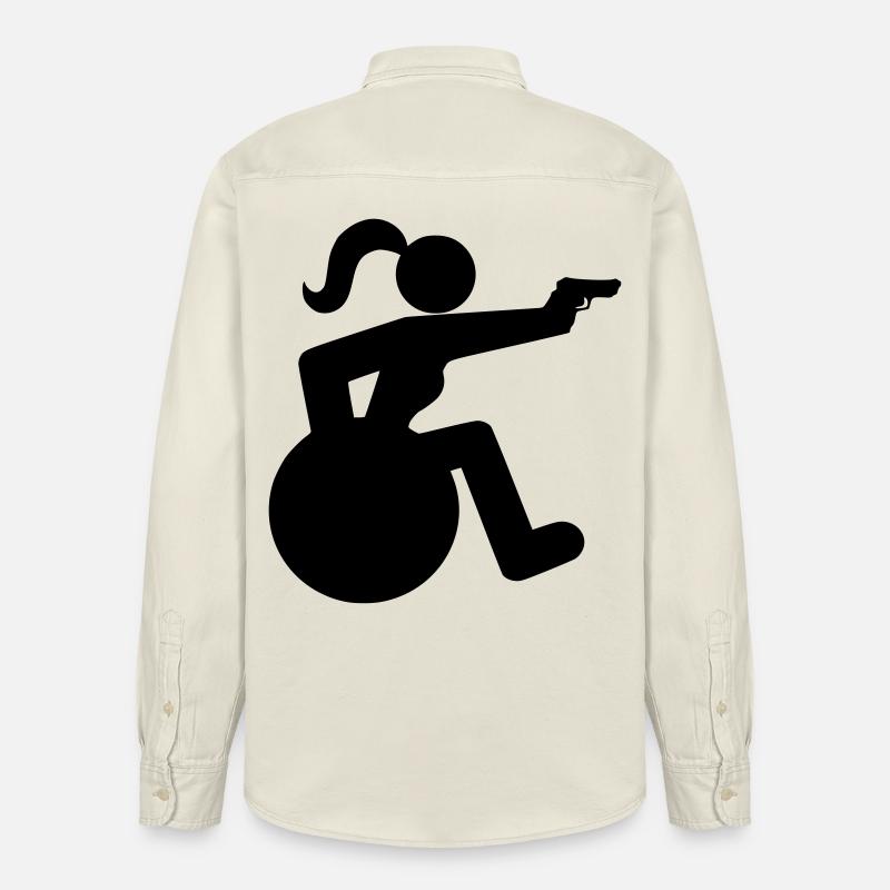 Schießendes Rollstuhlmädchen. Rollstuhlsportlerin * - Relaxed Fit Unisex Organic Hemd von Stanley/Stella - Natur