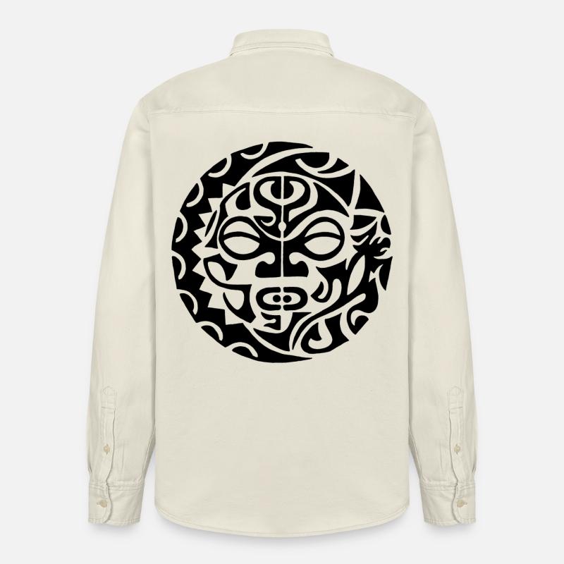 Schwarzer polynesischer Todeskopf - Relaxed Fit Unisex Organic Hemd von Stanley/Stella - Natur