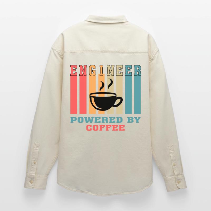 Funny Engineer Powered by Coffee Gift for Engineer Relaxed Fit Unisex Organic Shirt by Stanley/Stella