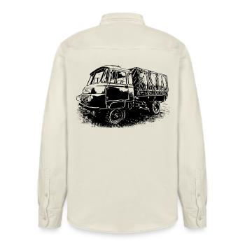 Robur LO 2002 A - Relaxed Fit Unisex Organic Shirt by Stanley/Stella - soft Ecru - Back - AI Model Male 178 light (178cm)