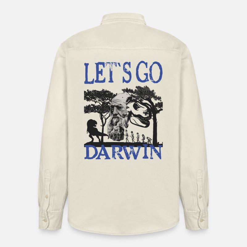 Idée cadeau textile Charles Darwin Evolution - Chemise unisexe coupe décontractée bio Stanley/Stella - écru doux