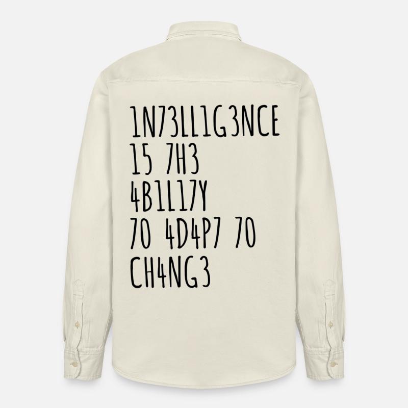 Intelligence drôle de dicton - Chemise unisexe coupe décontractée bio Stanley/Stella - écru doux