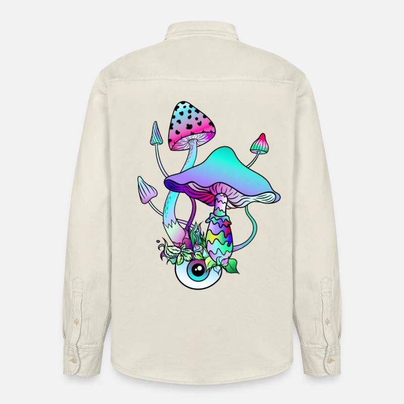 Champignons magiques Art psychédélique - Chemise unisexe coupe décontractée bio Stanley/Stella - écru doux