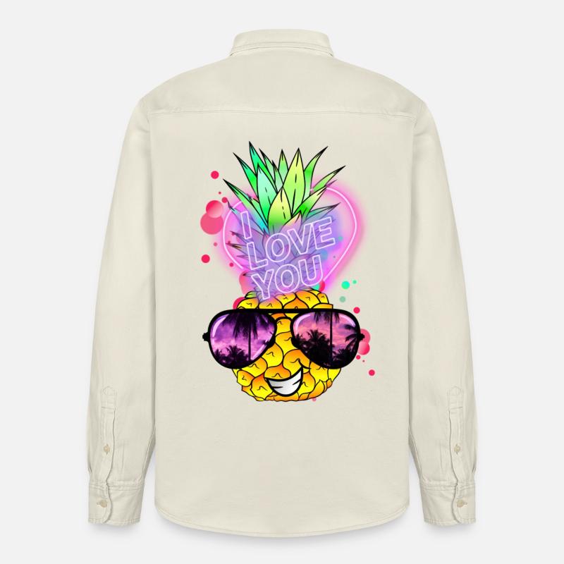 Ananas amoureux - Chemise unisexe coupe décontractée bio Stanley/Stella - écru doux