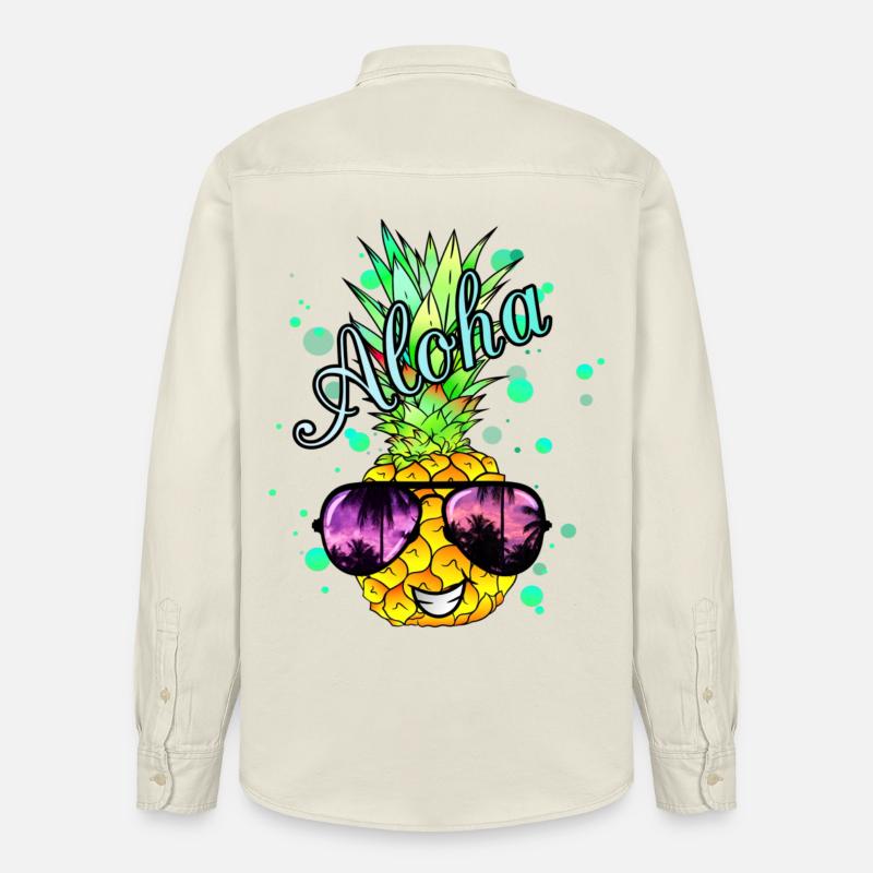 Aloha Ananas mit Farbspritzern - Relaxed Fit Unisex Organic Hemd von Stanley/Stella - Natur